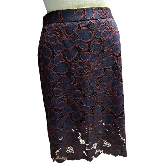 Trina Turk Dresses & Skirts - Trina Turk Floral Laced Lined Pencil Skirt Black Cranberry